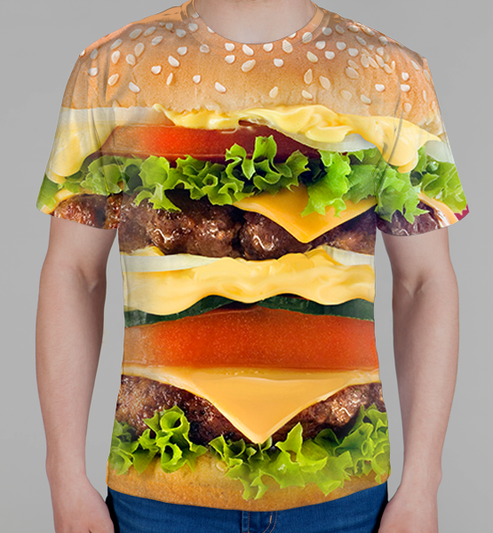 Мужская 3D футболка "Гамбургер"