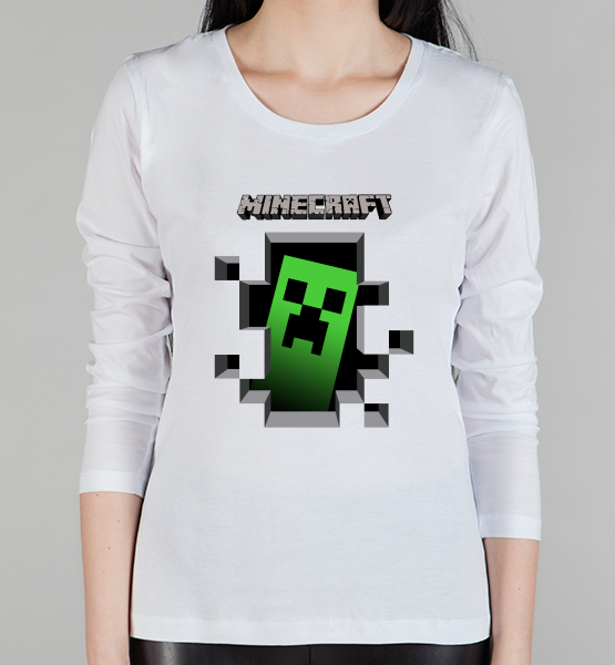 Женская футболка с длинным рукавом Minecraft (Крипер)