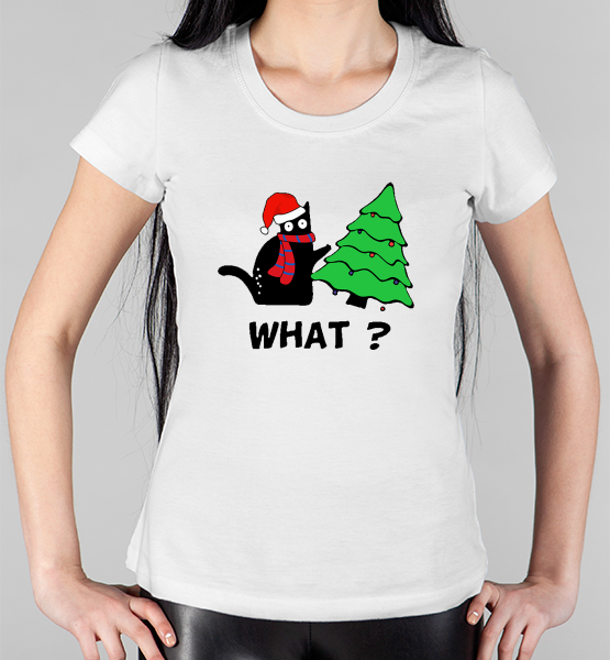 Женская футболка "What кот (новый год)"
