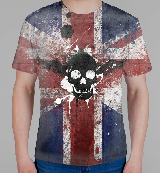 Мужская 3D футболка "Череп (Британский флаг)"