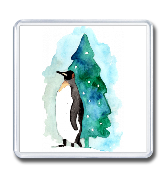 Магнит 65×65 "Новогодний пингвин"