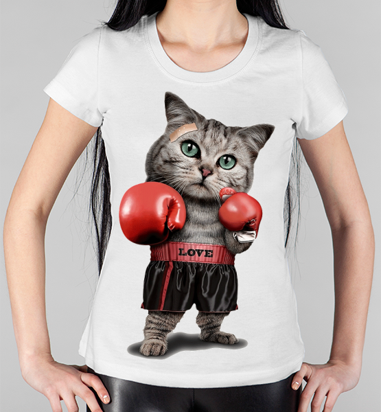 Женская футболка "Кот - боксёр"