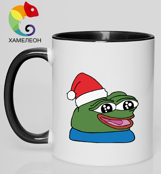 Кружка хамелеон "Pepe happy new year"