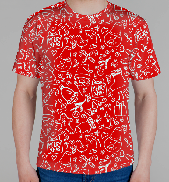 Мужская 3D футболка "Merry Christmas (red)"