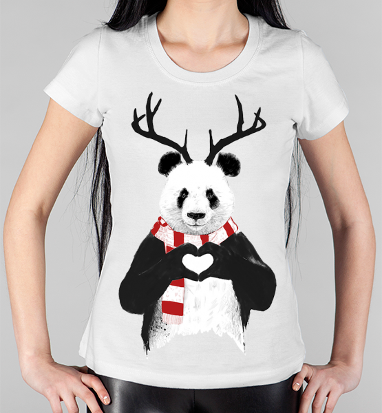 Женская футболка "Новогодняя панда"