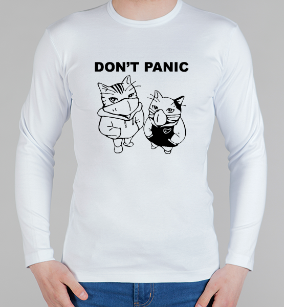 Мужской лонгслив "Коты Don't panic"