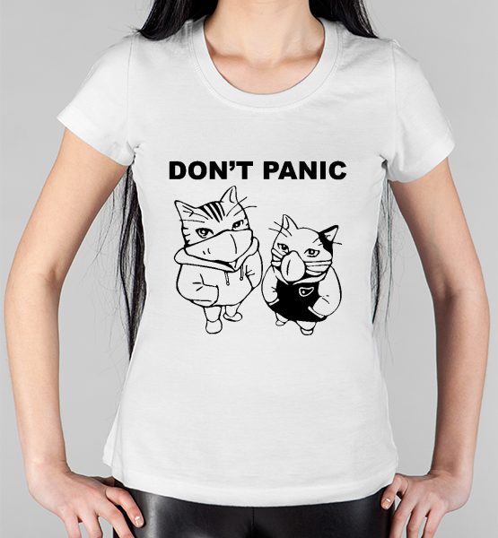 Женская футболка "Коты Don't panic"