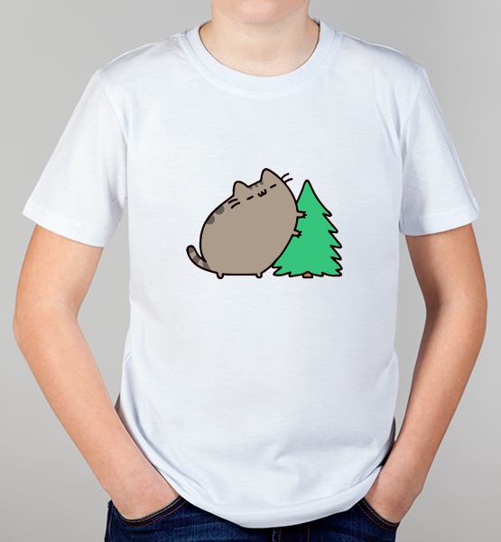 Детская футболка "Котик и елка"