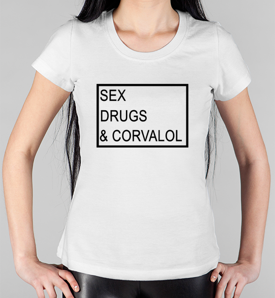 Женская футболка "Sex, drugs & corvalol"