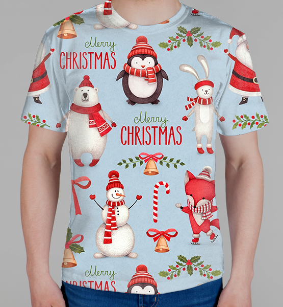 Мужская 3D футболка "Merry christmas 3D"