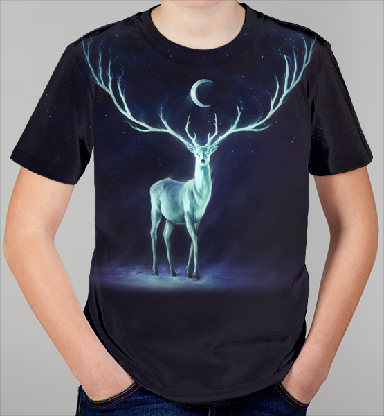 Детская 3D футболка "Ночной олень"