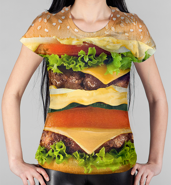 Женская 3D футболка "Гамбургер"