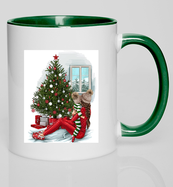 Кружка с цветной ручкой Family New year