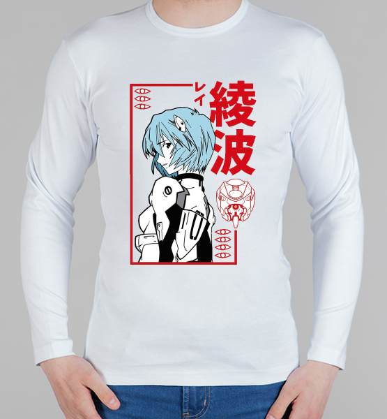 Мужская футболка с длинным рукавом Рей Аянами EVA-00
