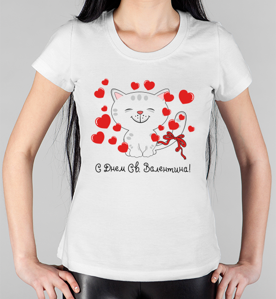 Женская футболка "С Днем Святого Валентина (кот)"