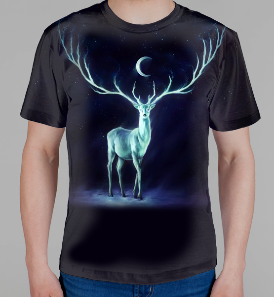Мужская 3D футболка "Ночной олень"