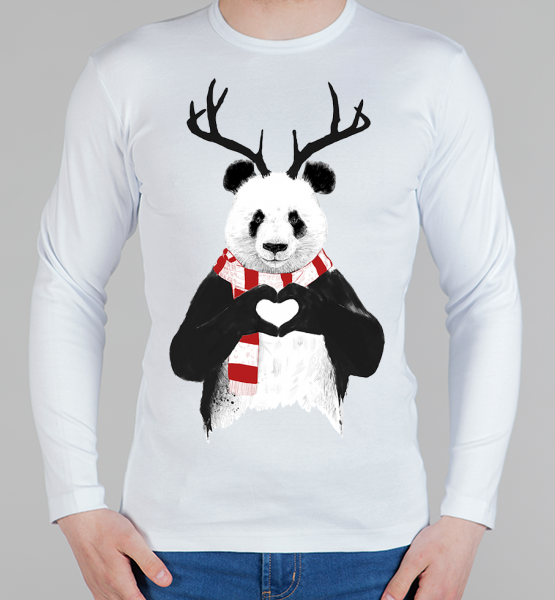 Мужская футболка с длинным рукавом Новогодняя панда