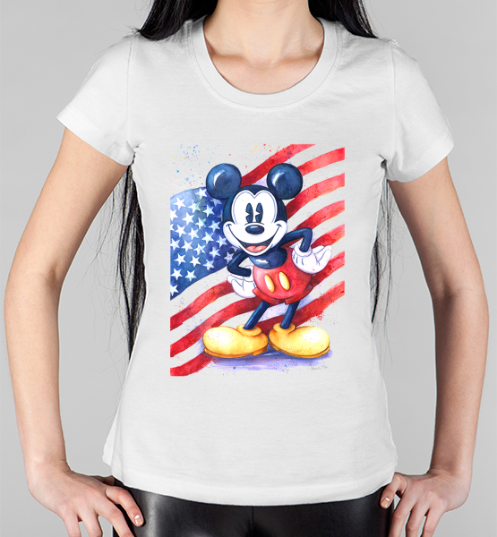 Женская футболка "Микки с флагом"