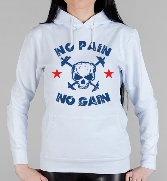 Женская толстовка "No pain No gain череп"