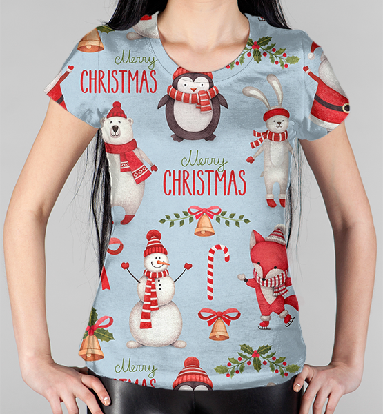 Женская 3D футболка "Merry christmas 3D"