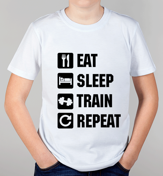 Детская футболка "Ешь, спи, тренируйся"