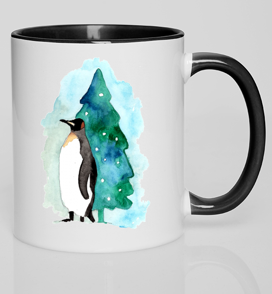 Цветная кружка "Новогодний пингвин"