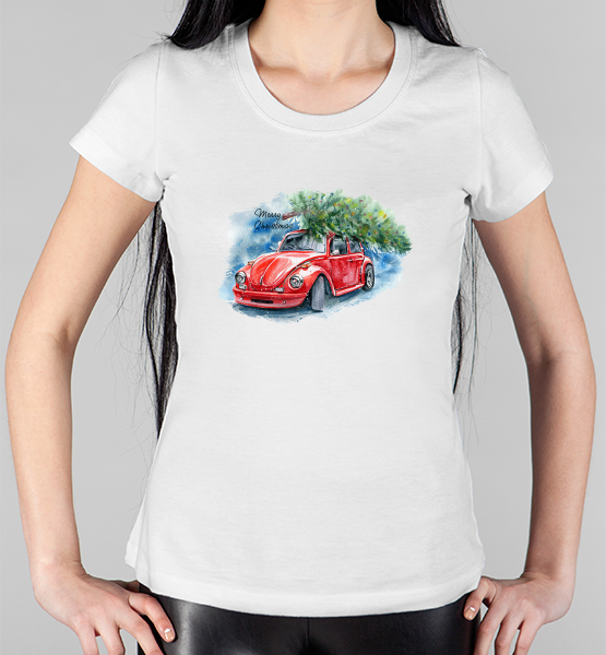 Женская футболка "Christmas car 2"
