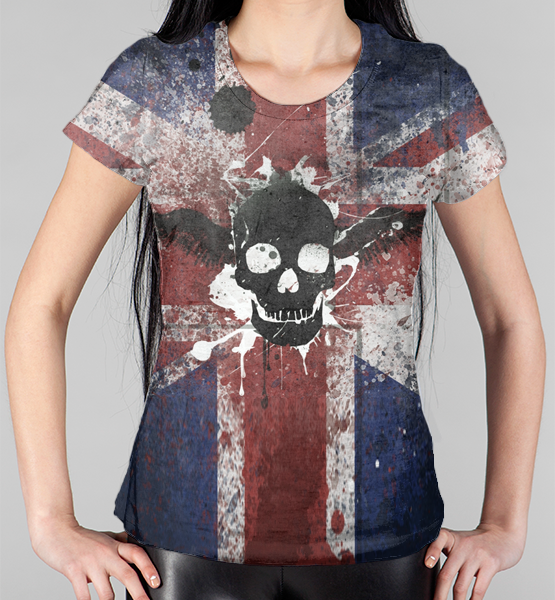 Женская 3D футболка "Череп (Британский флаг)"