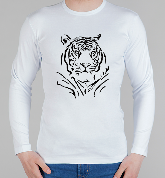 Мужская футболка с длинным рукавом Новогодний тигр