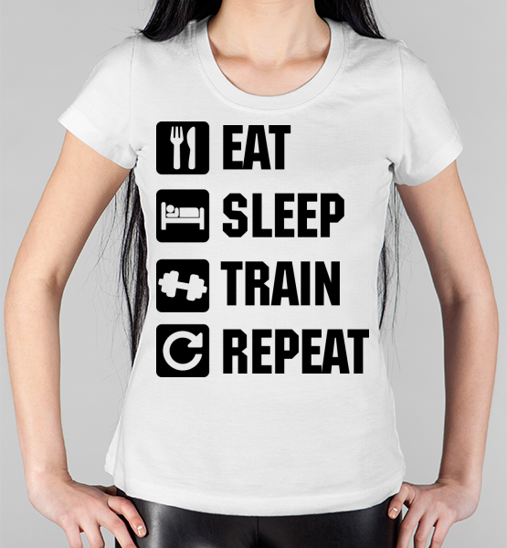 Женская футболка "Ешь, спи, тренируйся"