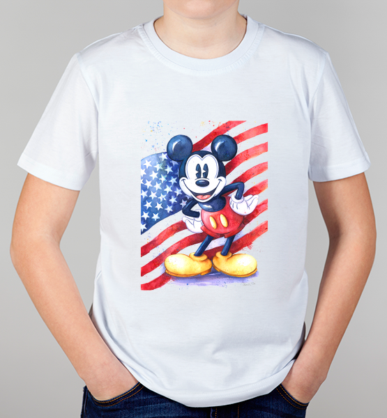Детская футболка "Микки с флагом"