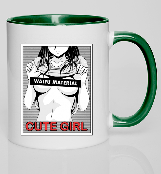 Кружка с цветной ручкой Waifu Material