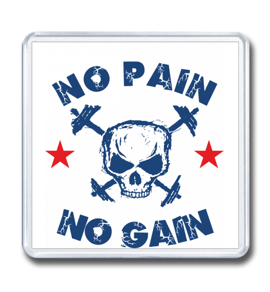 Магнит 65×65 "No pain No gain череп"