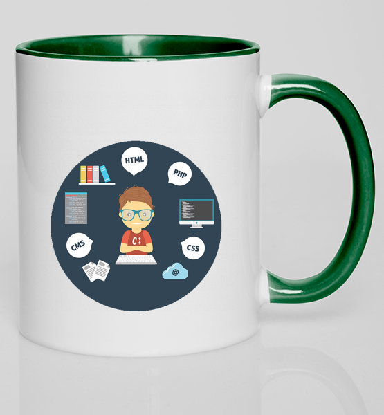 Кружка с цветной ручкой Программер