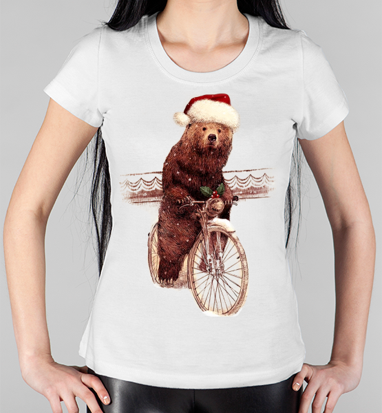 Женская футболка "Новогодний медведь"