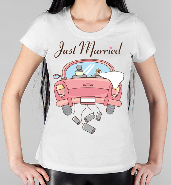 Женская футболка "Just married"