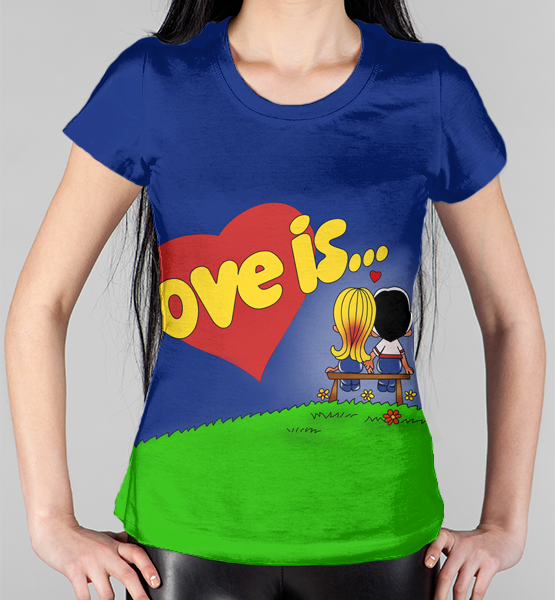 Женская 3D футболка "Love is"