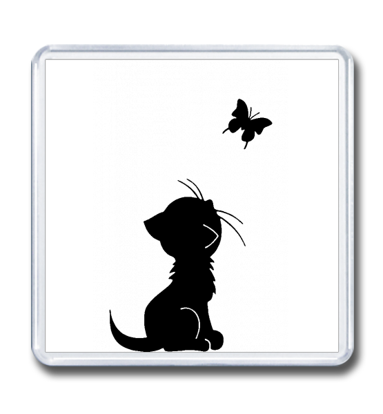 Магнит 65×65 "Кот и бабочка"