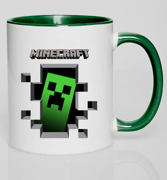 Кружка с цветной ручкой Minecraft (Крипер)