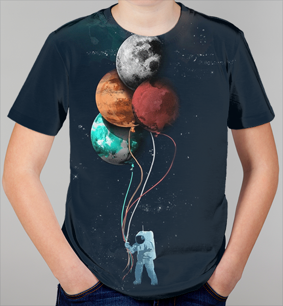 Детская 3D футболка "Поездка в космос"
