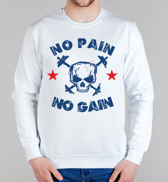 Свитшот "No pain No gain череп"