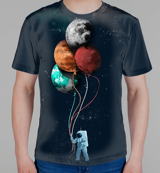 Мужская 3D футболка "Поездка в космос"