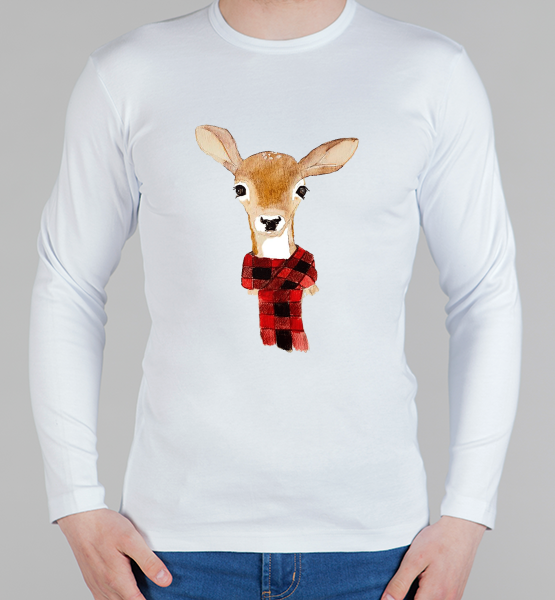 Мужская футболка с длинным рукавом Рождественский олень 2022