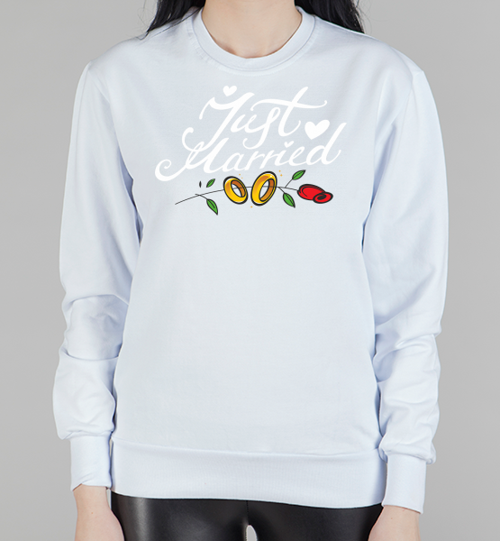 Женский свитшот Just married (wedding rings)