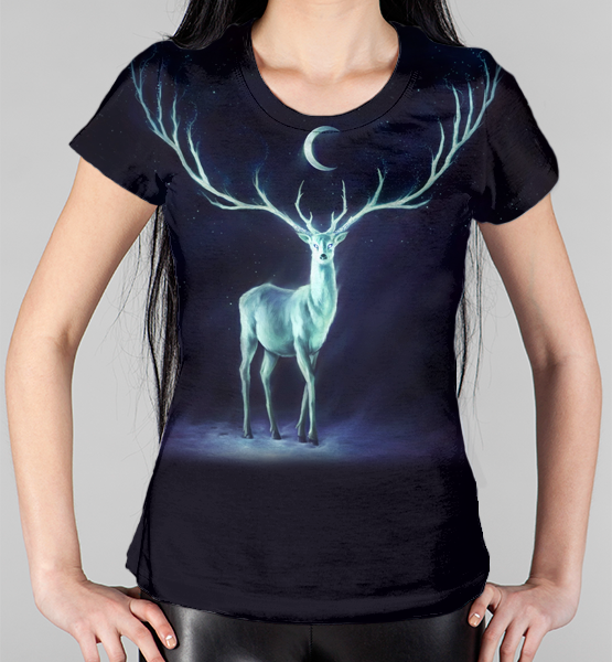 Женская 3D футболка "Ночной олень"