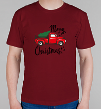 Мужская футболка Christmas car