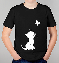 Детская футболка Кот и бабочка