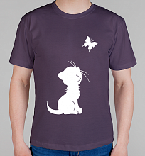 Мужская футболка Кот и бабочка