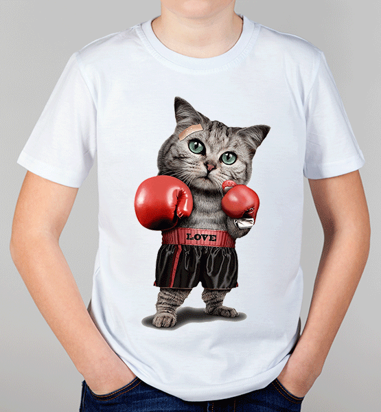 Детская футболка "Кот - боксёр"