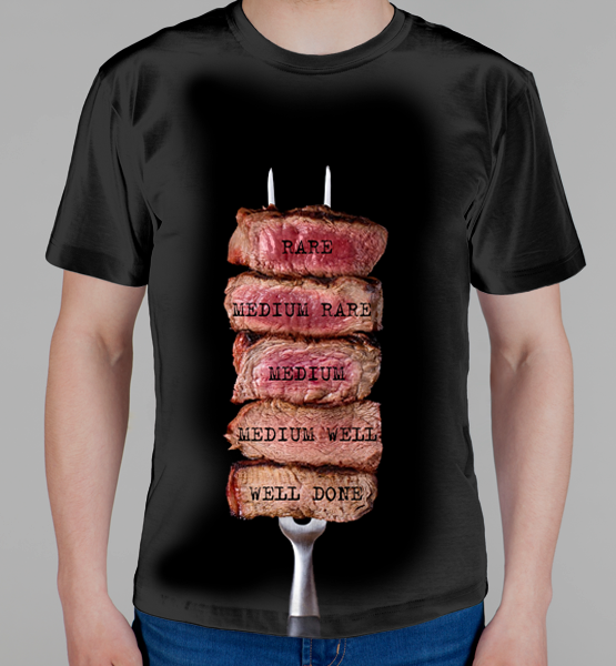 Мужская 3D футболка "Степени прожарки"